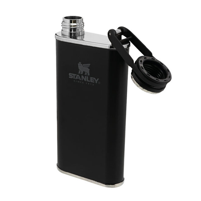 The Easy-Fill Wide Mouth Flask 0.23L - Matte Black Pebble