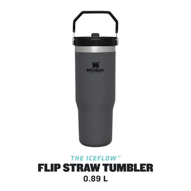 The IceFlow™ Flip Straw Tumbler - 0.89L / 30oz -Charcoal