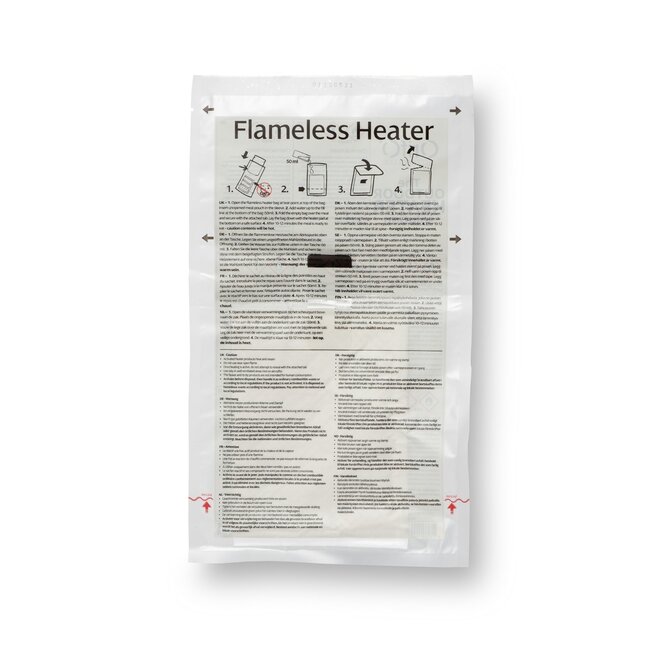Flameless ration heater for wet pouches - one time use