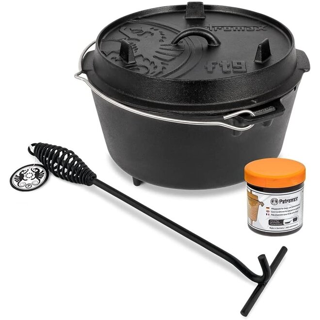 Dutch Oven FT6-6QT (met pootjes) Set - Pan + Deksellifter + Conditioner