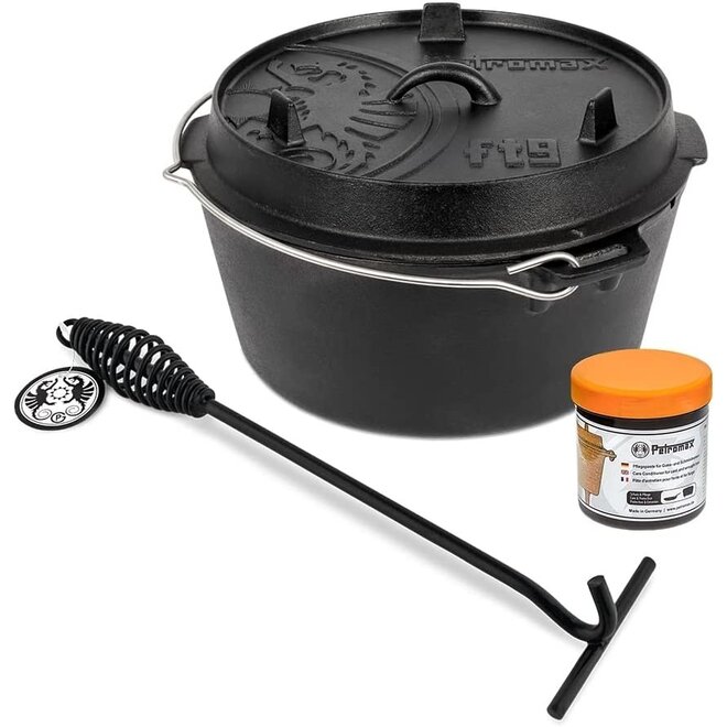 Dutch Oven FT9-9QT (zonder pootjes) Set - Pan + Deksellifter + Conditioner