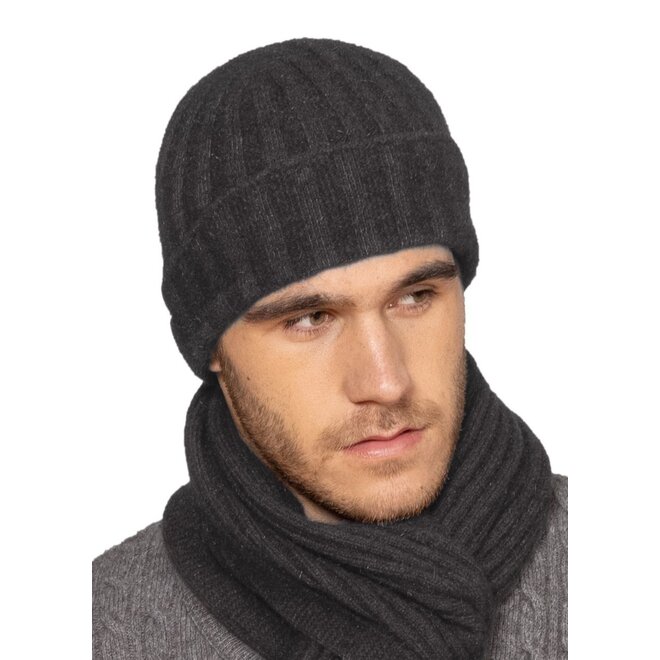 Possum Merino Rib Beanie - Muts - Charcoal