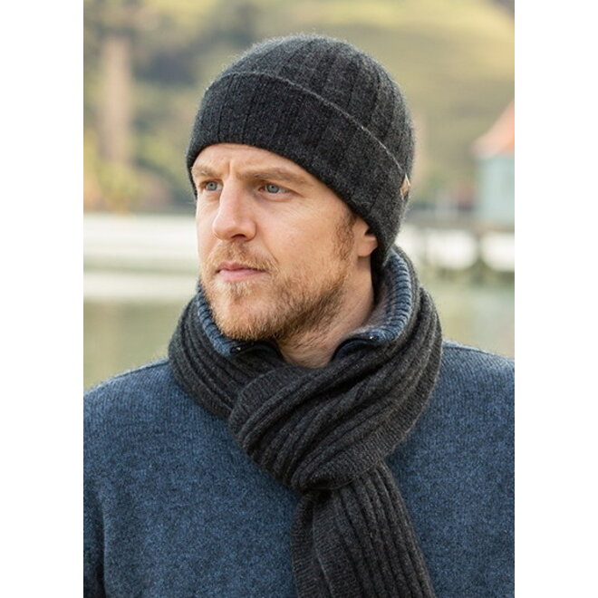 Possum Merino Rib Beanie - Muts - Charcoal