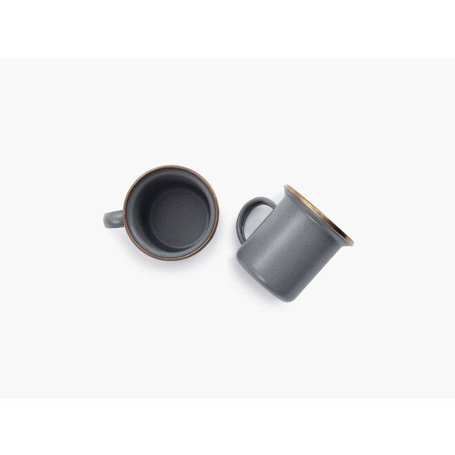 Emaille Espresso Kop - 2 stuks - Stone Gray