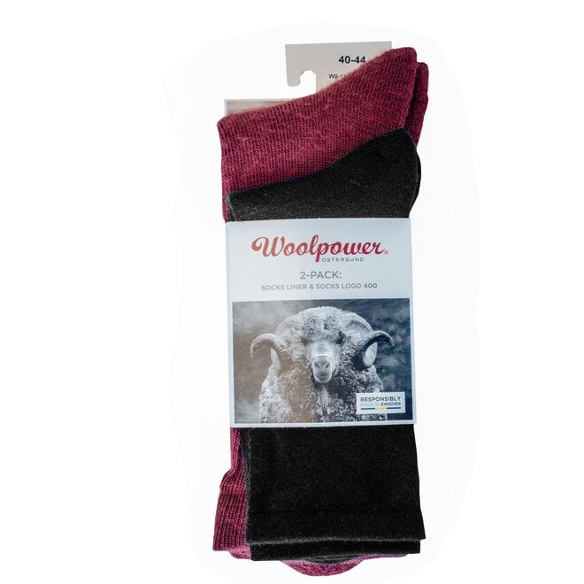 2-Pack: Liner Sock / Sock 400 - Zwart / Rust Red