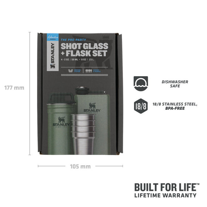 The Pre-Party Shotglass + Flask Set