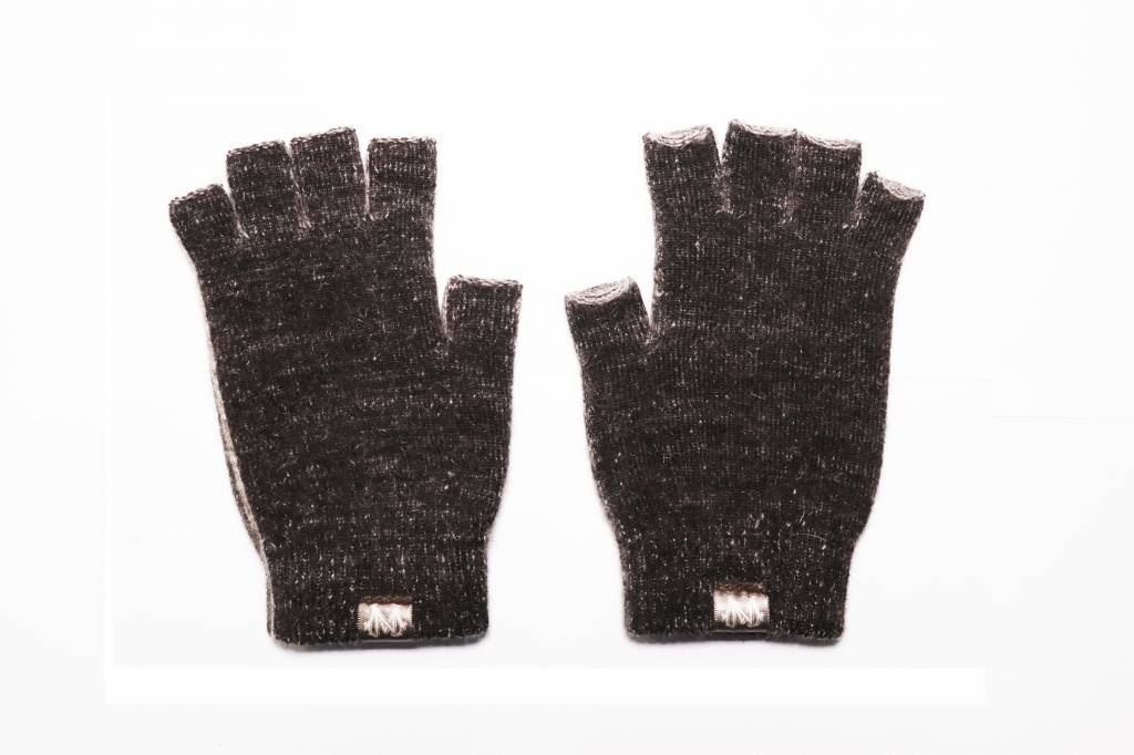 Possum/Merino Handschoenen - Korte Vingers - Black Marl
