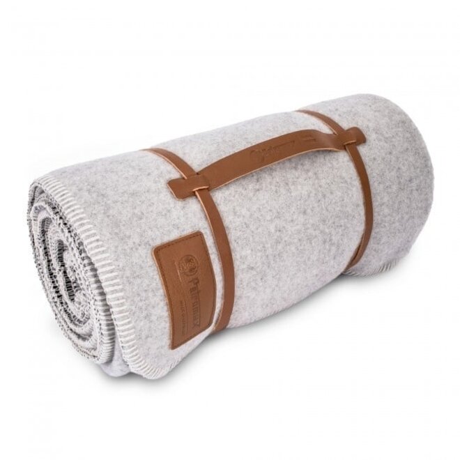 Zachte Wollen Deken (150x200) Rookwit/grijs