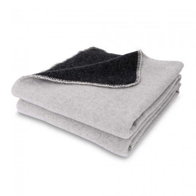 Zachte Wollen Deken (150x200) Rookwit/grijs
