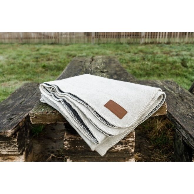 Zachte Wollen Deken (150x200) Rookwit/grijs