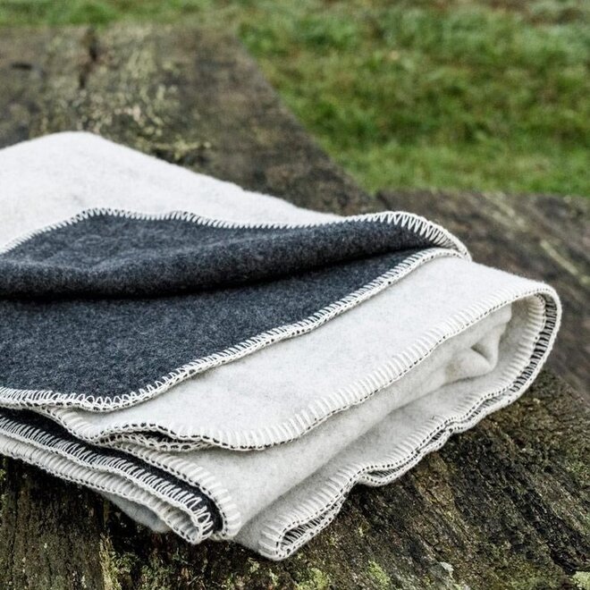 Zachte Wollen Deken (150x200) Rookwit/grijs