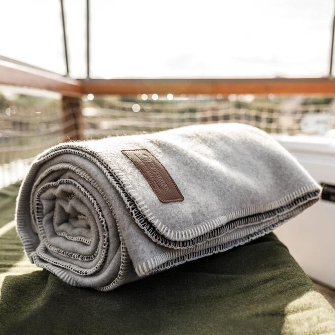 Zachte Wollen Deken (150x200) Rookwit/grijs