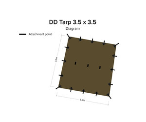 DD Hammocks Tarp 3,5x3,5 - Coyote Brown - Bushcraftshop.nl