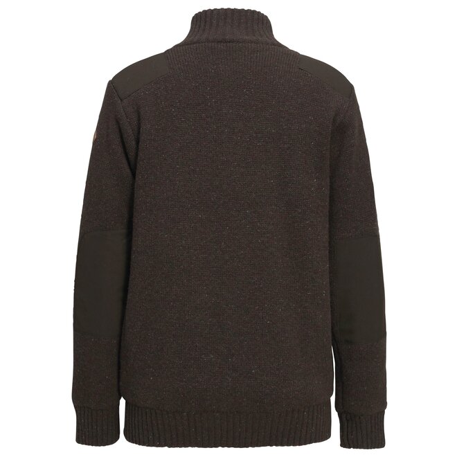 Hurricane Full Zip Sweater - Dark Brown Melange