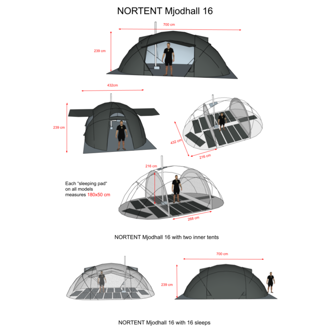 Mjodhall 16 Tent - Grey
