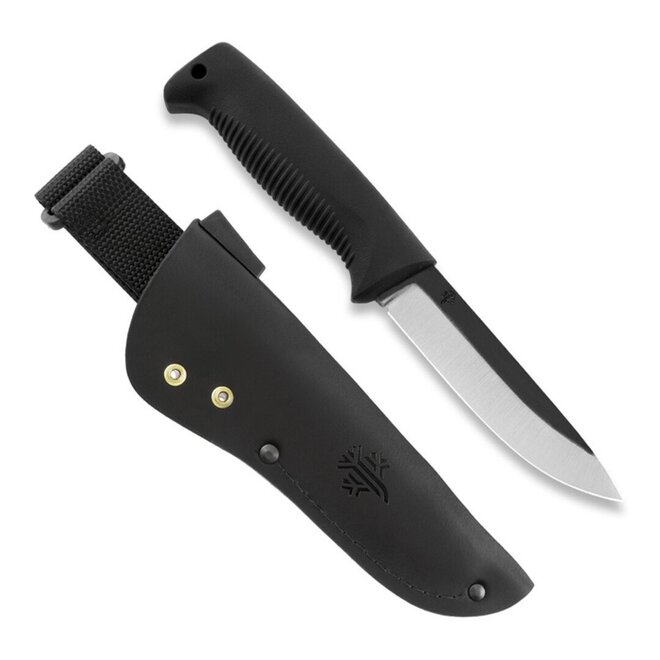 M07 Ranger Puukko Mes PTFE Zwart met Lederen Schede (FJP003)