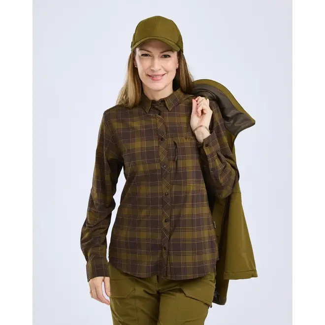 Dames - Abisko Trekking InsectSafe Long Sleeve Shirt - Dark Olive / D. Sandstone (3222)