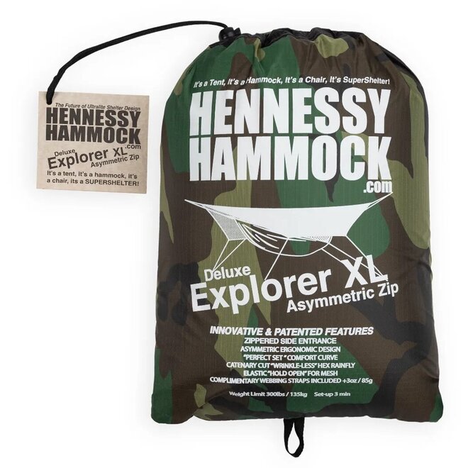 Hennessy Hammock EExplorer Deluxe Zip XL Woodland Camo Hangmat (2e Kans - TV-item)