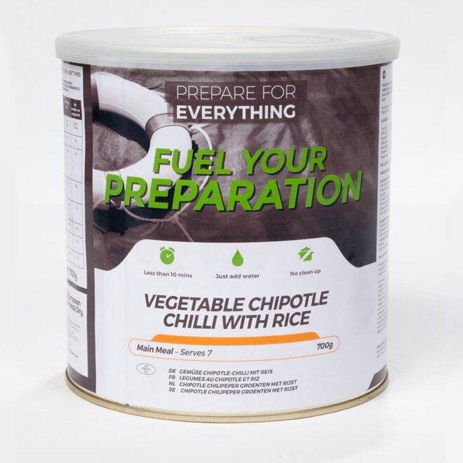 Vegetable Chipotle Chilli met Rijst - Blik 7 Porties (700 gram) - THT: 12-09-2047