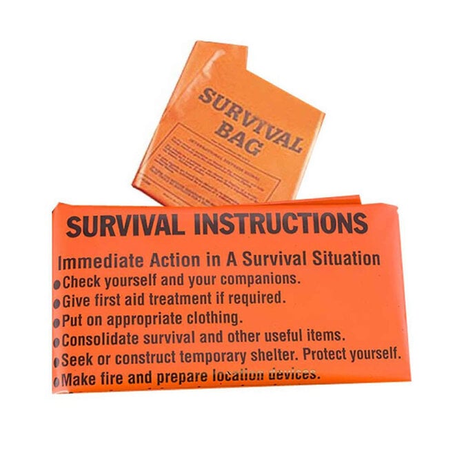 Survival Bag Oranje met Survivalinstructies