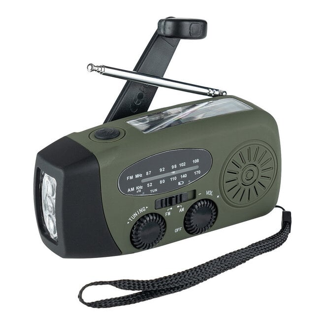 Noodradio met Zonnepaneel, Slinger en Zaklamp