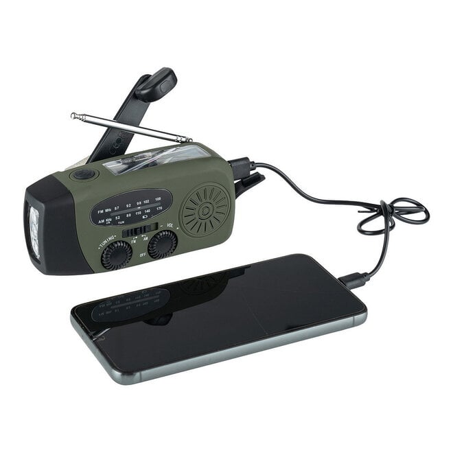 Noodradio met Zonnepaneel, Slinger en Zaklamp