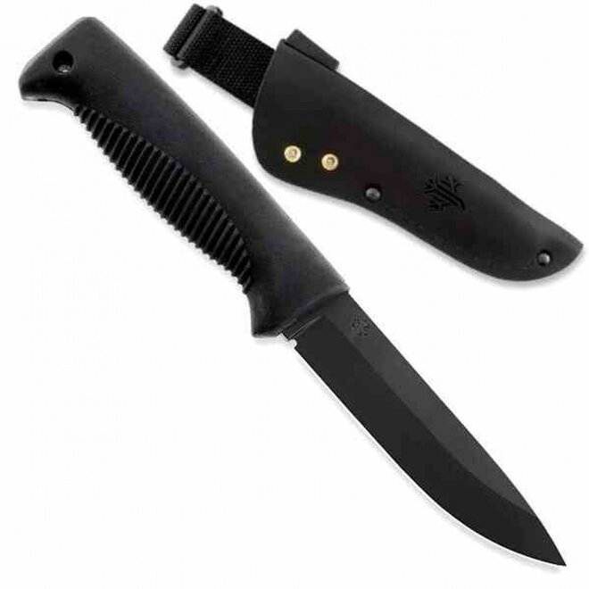 M07 Ranger Puukko Mes PTFE Zwart met Lederen Schede (FJP003)