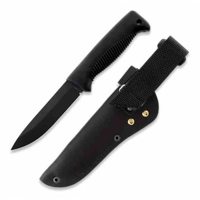 M07 Ranger Puukko Mes PTFE Zwart met Lederen Schede (FJP003)