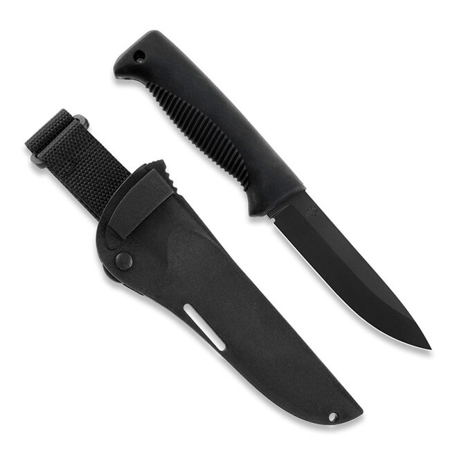 M07 Ranger Puukko Mes PTFE Zwart met Kunststof Schede (FJP080)