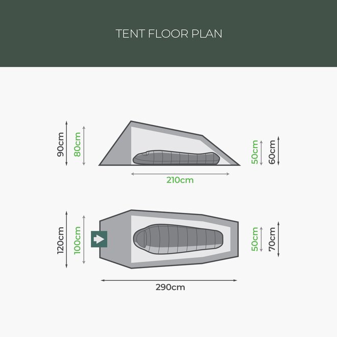 Respite 1 Tunneltent 1-Persoons Pine Green