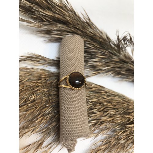 ZAG Bijoux RING QUARZ FUME - BRUIN - GOUD ZAG Bijoux RING QUARZ FUME - BRUIN - GOUD