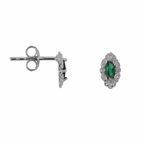 Betty Bogaers Antique Drop Stud Earring - silver green Betty Bogaers Antique Drop Stud Earring - silver green