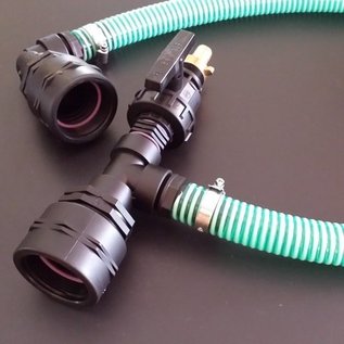 Schlauchverbindung 2 IBC Regenwasser Behälter Feingewinde 2-Zoll übereinander mit Absperrhahn
