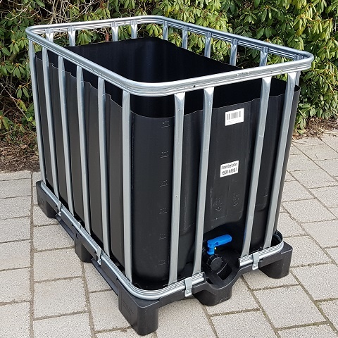 ibc wassertank offen neu schwarz mit uv-schutz 600 liter