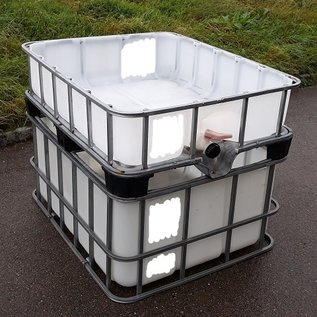 Hochbeet mit Wasserspeicher WEISS 250 Liter & 500 Liter auf Stahl-Kunststoff-Palette 55 cm erhöht aus IBC #65HB-MPE250&500&55-REGEN-USER