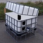 Terrassen-Hochbeet SCHWARZ mit Frühbeetaufsatz 500 Liter auf Stahl-Kunststoff-Palette 27 cm erhöht #64HB-MPE500&D&27-REGEN-USER