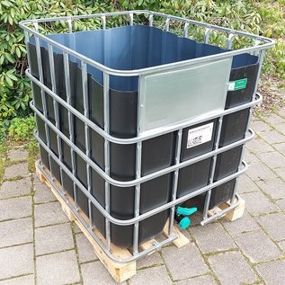 Offener Wassertank SCHWARZ NEU 1000 Liter für Trinkwasser (lebensmittelecht) auf Holzpalette #IBC64H-O-GC-NEU-REGEN-USER