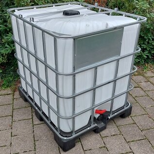 IBC Container für Schüttgut NEU ZEBRA 1000 Liter lebensmittelecht auf Kunststoff-Palette #IBC66VP-OD-GC-NEU-REGEN-USER