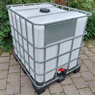 IBC Container für Schüttgut NEU ZEBRA 1000 Liter lebensmittelecht auf Kunststoff-Palette #IBC66VP-OD-GC-NEU-REGEN-USER