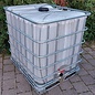 Regenwassertonne 1000 Liter offen mit Deckel auf Stahl-Palette