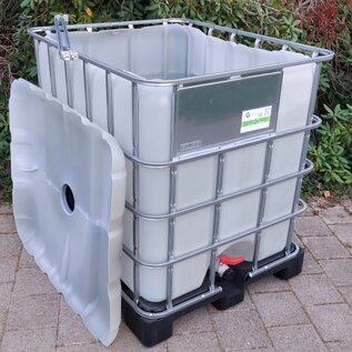 IBC Container für Schüttgut NEU RECYCLING 1000 Liter lebensmittelecht auf Kunststoff-Palette #IBC67VP-OD-GCREC-NEU-REGEN-USER