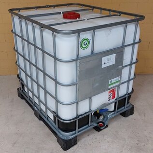 IBC Container 1000 Liter WEISS auf Metall-Kunststoff-Palette #I5MVP-REGEN-USER