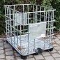 IBC Gitterbox weitmaschig für Brennholzlagerung auf Metall- / PE- Palette