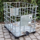 IBC Gitterbox weitmaschig auf Metall-/PE-Palette