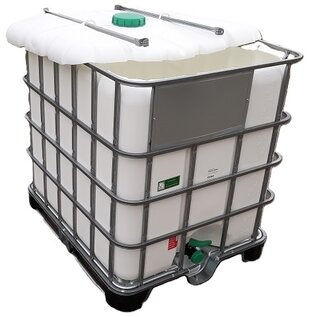 IBC Regenfass offen mit Deckel 1000 Liter WEISS NEU für Food Stahl-PE-Palette