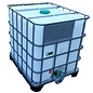IBC Container NEU 1000 Liter WEISS mit SICHTSCHUTZ für FOOD auf Hybrid-Palette
