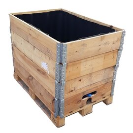 Holzfass eckig offen 600 l IBC NEU SCHWARZ auch für Trinkwasser auf Holzp.