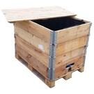 Holzfass eckig offen mit Deckel mit 600 l IBC SCHWARZ NEU