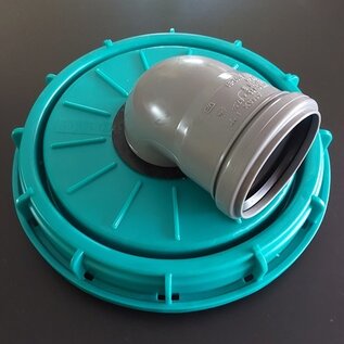 IBC Wassertank Deckel 225 mm Anschluss mit HT Rohr Bogen (DN 70) DN 75 / 75mm