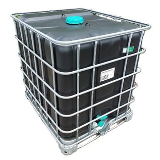 IBC Container 1000 Liter Trinkwasser SCHWARZ auf einer verzinkten Metallpalette